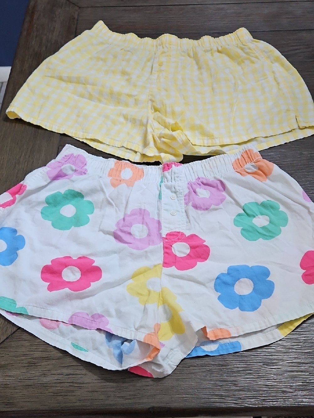 Colsie Womens' Cotton Sleep Shorts - Yellow Gingham & White Floral
